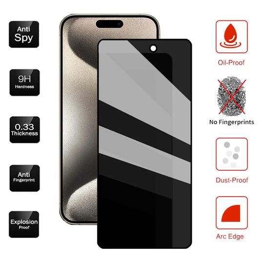 1~3 PCS Anti Spy Tempered Glass For iPhone 15 Pro Max Privacy Screen Protector Apple iPhone 15 14 Plus 13 12 11 Pro Max Antiespia Pelicula de Cristal Templado iPhone15 Pro Front anti-peeping Protective Film